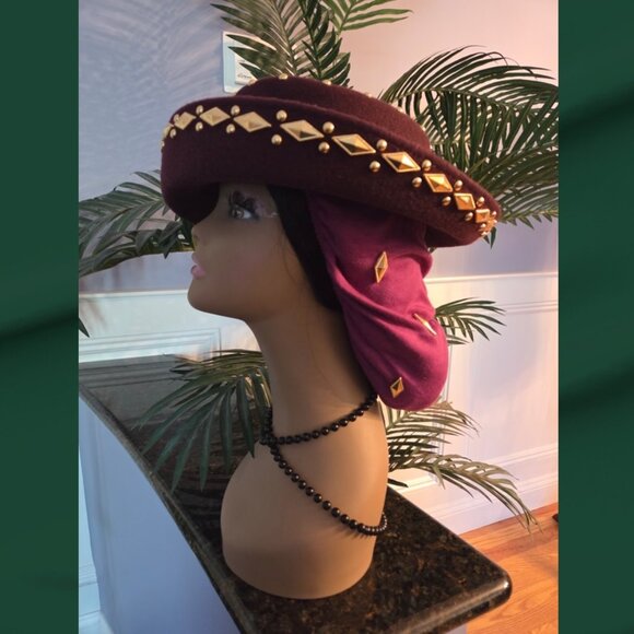 Vintage Embelished Wool Felt Ladies Hat, Perfect For A Lady Who Covers Her Hair main image 4